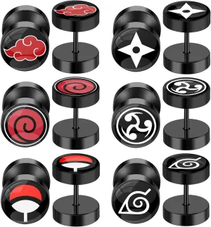 | Set of 6 Pairs Anime Cosplay Plug Earrings for Men and Women | Fake Gauge Earring