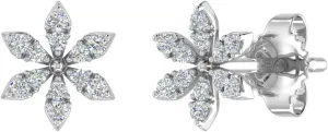 0.07 Carat Diamond Floral Stud Earrings in 10K Gold