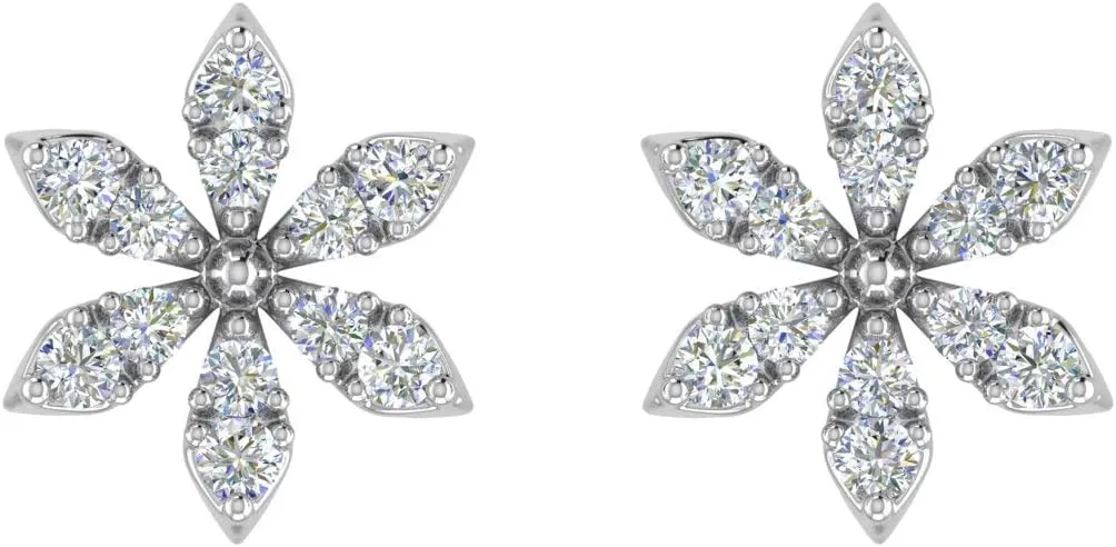 0.07 Carat Diamond Floral Stud Earrings in 10K Gold