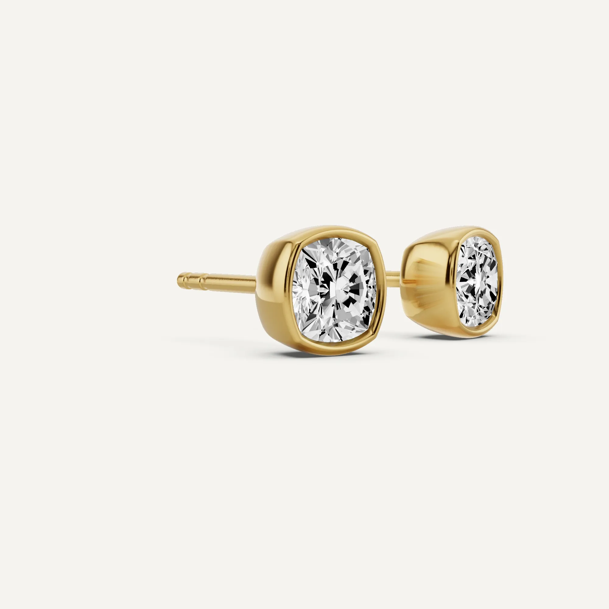 1 1/2 ctw Cushion Diamond Bezel Set Solitaire Stud Earrings