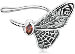 1 Piece Vintage S925 Sterling Silver Butterfly Ear Cuffs Wrap Earrings Red CZ Filigree Rose Flower Cartilage Earring Clip On Non Piercing Fake Huggie Hoop