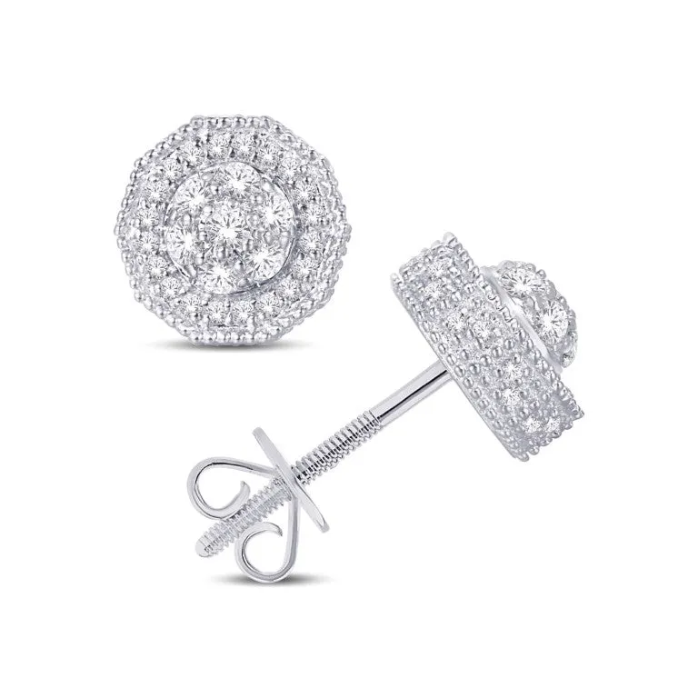 10 Karat White Gold 0.40 Carat Diamond 3D Dome Earrings-0126253-WG
