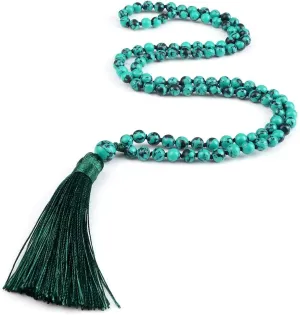 108 Beads Prayer Necklace Natural Green Stripe Onyx Stone Buddhist Buddha Meditation Bead Mala Necklace Women Men Jewelry Gifts PJ5AA (15)