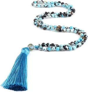 108 Beads Prayer Necklace Natural Green Stripe Onyx Stone Buddhist Buddha Meditation Bead Mala Necklace Women Men Jewelry Gifts PJ5AA (19)