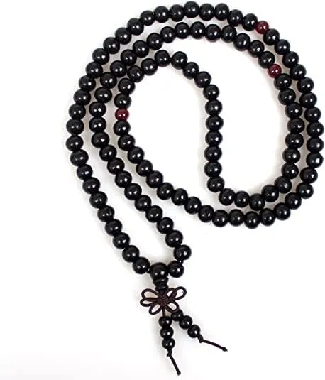 108 Mala Beads Bracelets Meditation Necklace 3pc 8mm Wood Prayer Beads Buddhist Wooden Necklace for Men and Women