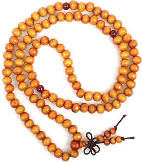 108 Mala Beads Bracelets Meditation Necklace 3pc 8mm Wood Prayer Beads Buddhist Wooden Necklace for Men and Women