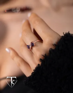 10k Gold Heart-Shaped Amethyst And Diamond Infinity Ring, February Birthstone Rings For Women, Gold Promise Ring And Engagement Rings For Women, Made In USA