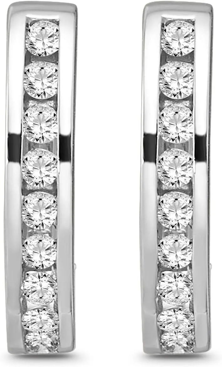 10K Gold or Silver Diamond Hoop Earrings (1/5 cttw, I-J Color, I2 Clarity)