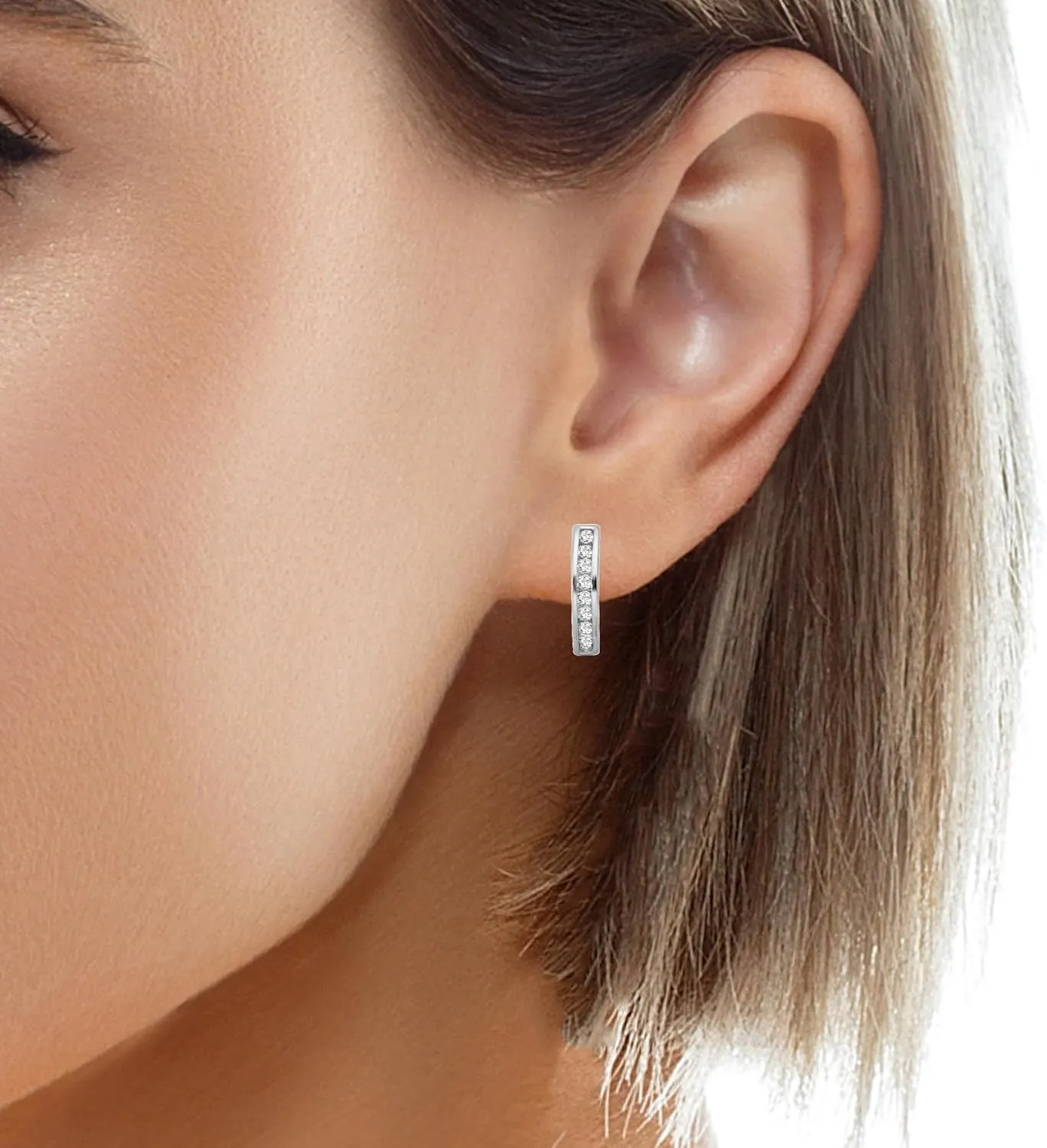 10K Gold or Silver Diamond Hoop Earrings (1/5 cttw, I-J Color, I2 Clarity)