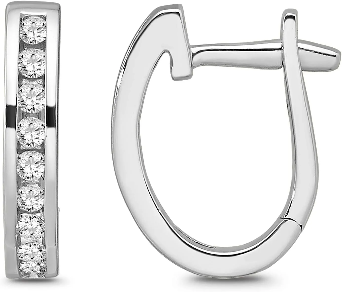 10K Gold or Silver Diamond Hoop Earrings (1/5 cttw, I-J Color, I2 Clarity)