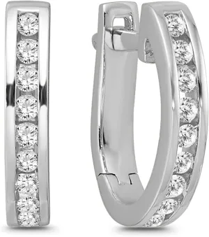 10K Gold or Silver Diamond Hoop Earrings (1/5 cttw, I-J Color, I2 Clarity)