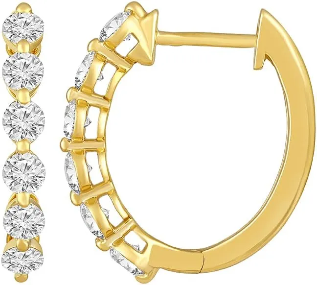 10K Gold or Silver Lab Grown Diamond Hoop Earrings (1 cttw, E-F Color, VS1 Clarity)