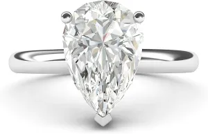 10k White Gold 8x12mm Simulated Pear-shaped Diamond Engagement Ring Domed Band Promise Bridal Ring