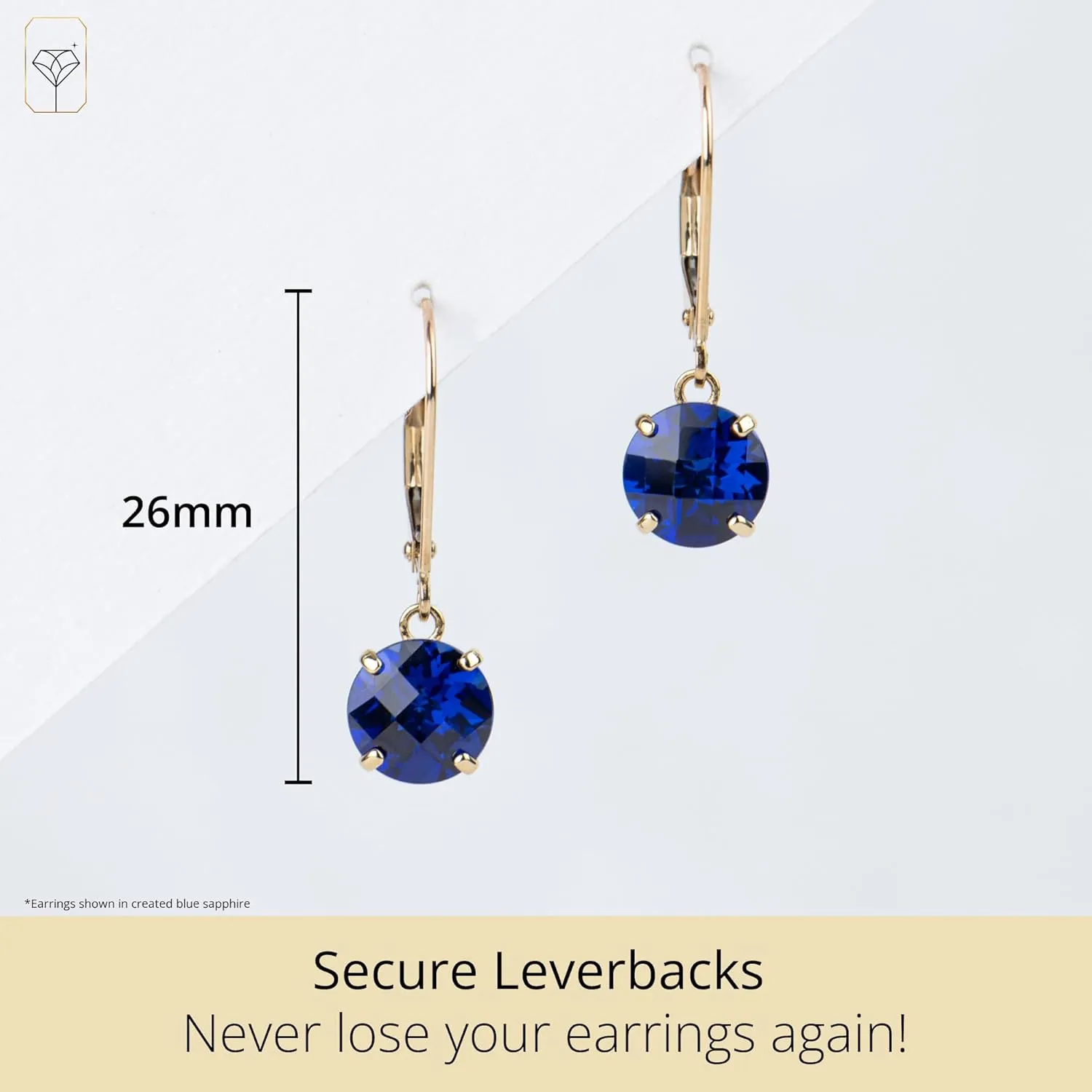 10k Yellow Gold 8mm Round Birthstone Dangle Earrings for Women with Leverbacks by MAX   STONE