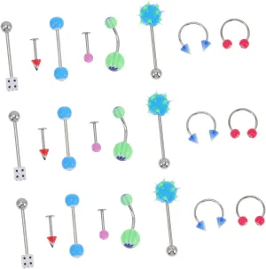 110Pcs Body Jewelry Assorted Tongue Rings Nose Studs for Creative Body Piercing Durable Material for Festivals Personal Style