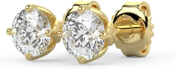 1/2 to 4 Carat Lab Grown Diamond Round Stud Earrings for Women I 14k Gold Earrings (G-H, VS1-VS2, 0.50 to 4.00 cttw) 4-Prong Brilliant Cut Diamond I Push Back Studs by Carbon Atelier