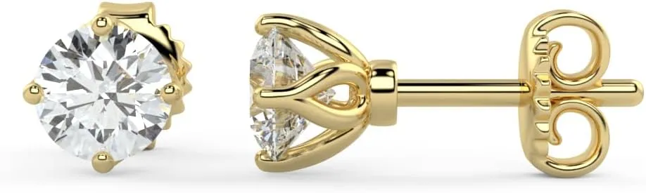 1/2 to 4 Carat Lab Grown Diamond Round Stud Earrings for Women I 14k Gold Earrings (G-H, VS1-VS2, 0.50 to 4.00 cttw) 4-Prong Brilliant Cut Diamond I Push Back Studs by Carbon Atelier
