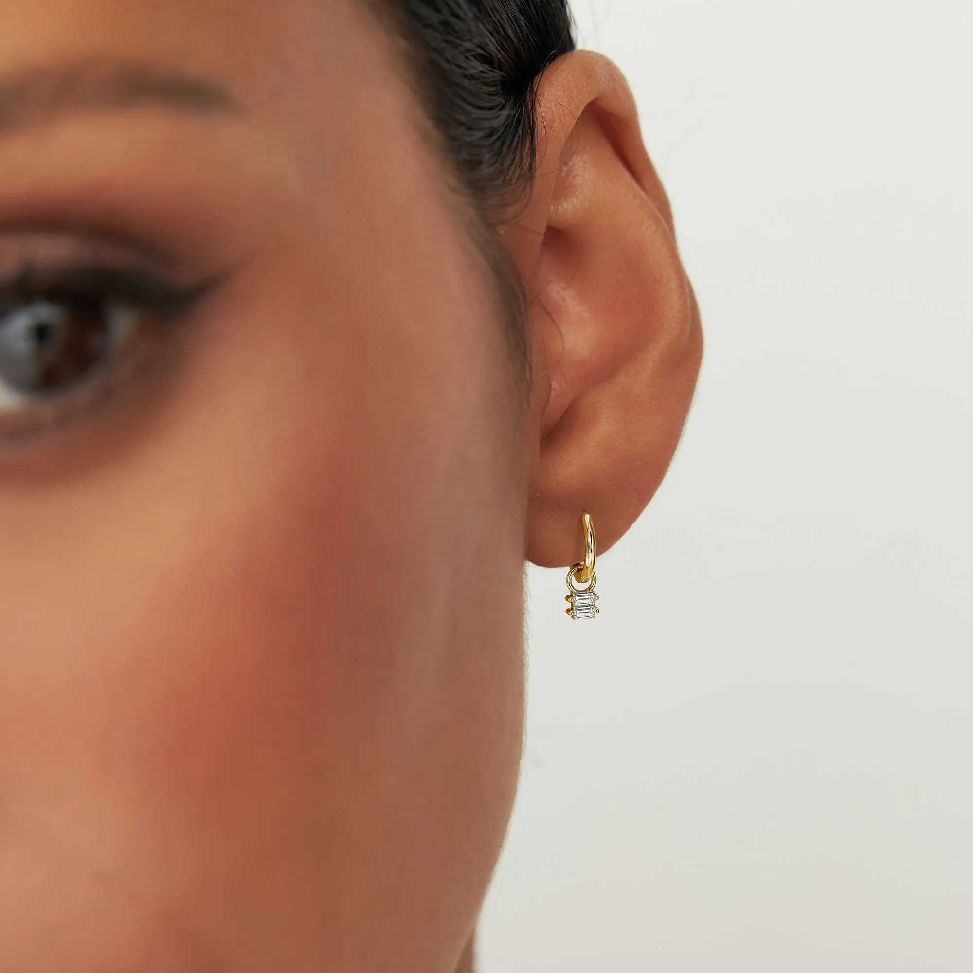 14k Double Baguette Hoop Charm