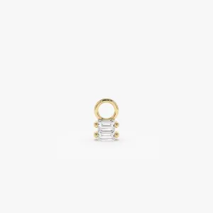 14k Double Baguette Hoop Charm
