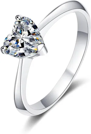 14K Gold 0.5, 1 & 2 Carat Heart-shaped Radiance Diamond Engagement Rings for Women | D-color VVS2 Excellent Cut | Promise Ring