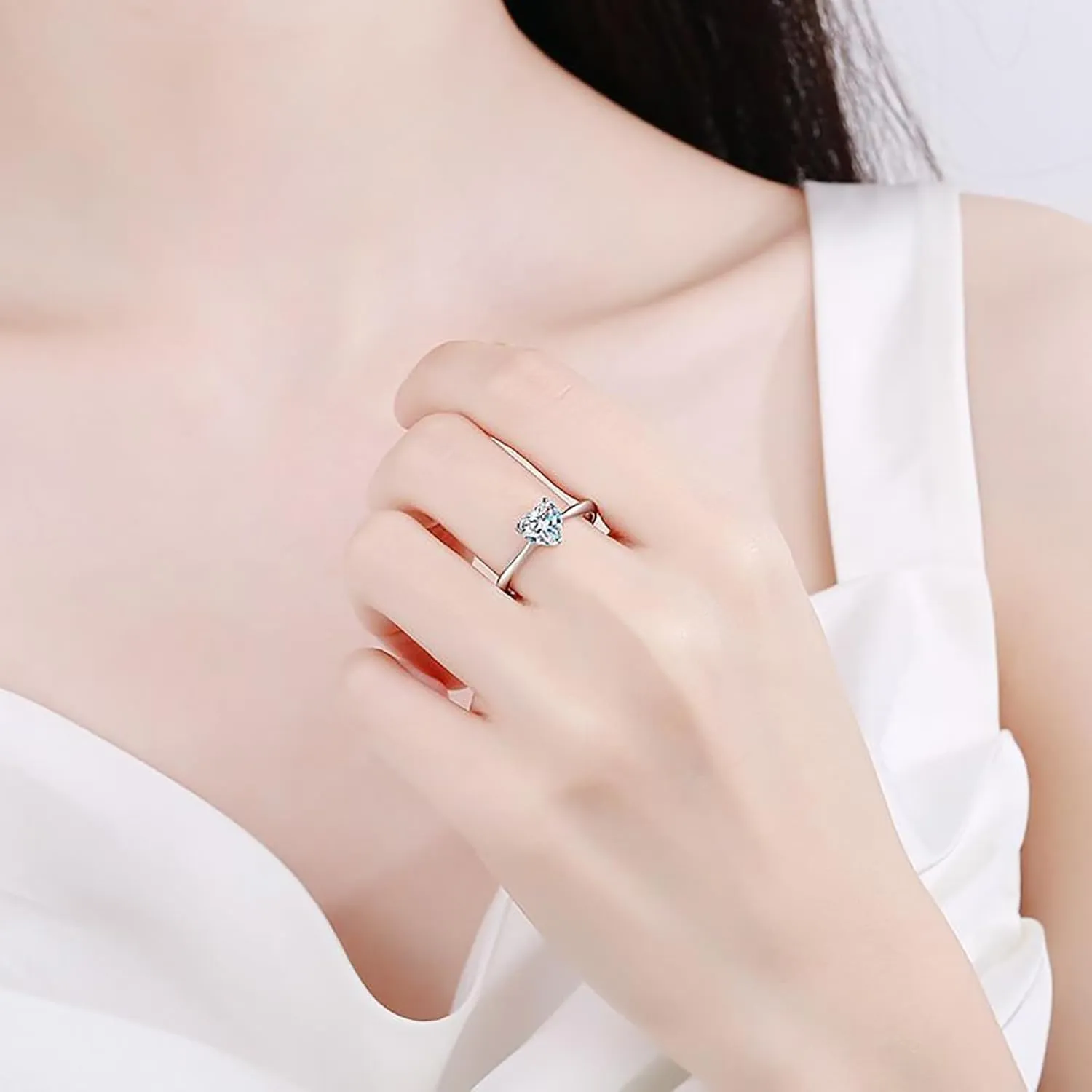 14K Gold 0.5, 1 & 2 Carat Heart-shaped Radiance Diamond Engagement Rings for Women | D-color VVS2 Excellent Cut | Promise Ring
