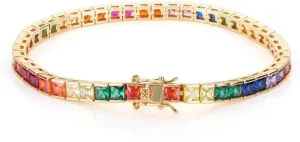 14K Gold Delicate Square Moissanite Tennis Bracelet for Women, Fashion Jewelry Gift, Best Mother's Day Gift
