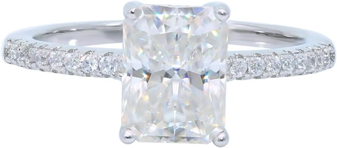14K Gold Engagement Rings for Women Classic 4-Prong Setting, 1/2 Carat Radiant Cut Diamond Ring, VVS1 D-Color, Promise Rings for Her