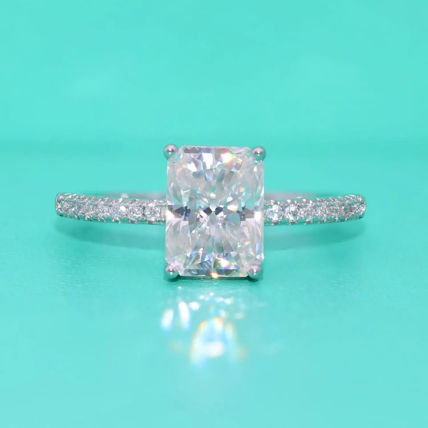 14K Gold Engagement Rings for Women Classic 4-Prong Setting, 1/2 Carat Radiant Cut Diamond Ring, VVS1 D-Color, Promise Rings for Her