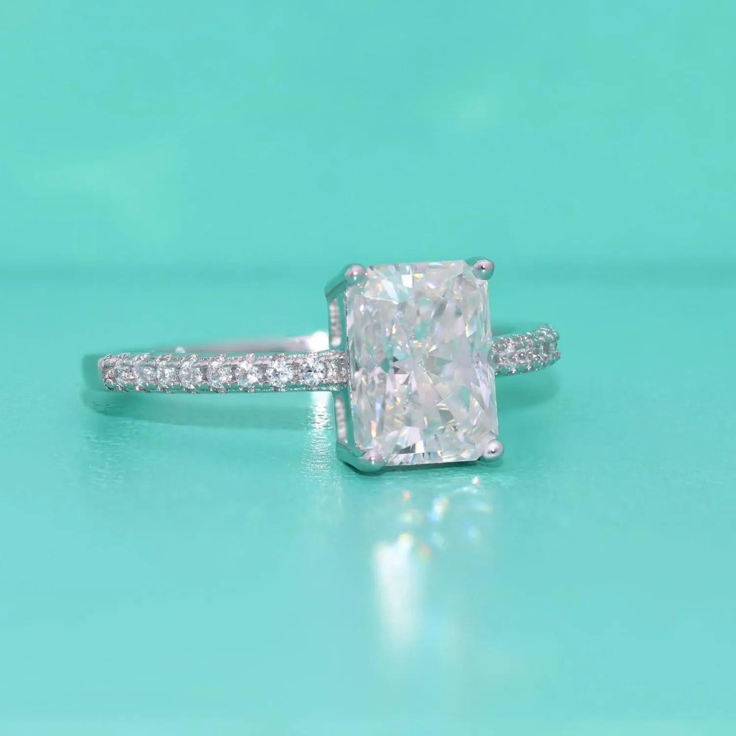 14K Gold Engagement Rings for Women Classic 4-Prong Setting, 1/2 Carat Radiant Cut Diamond Ring, VVS1 D-Color, Promise Rings for Her