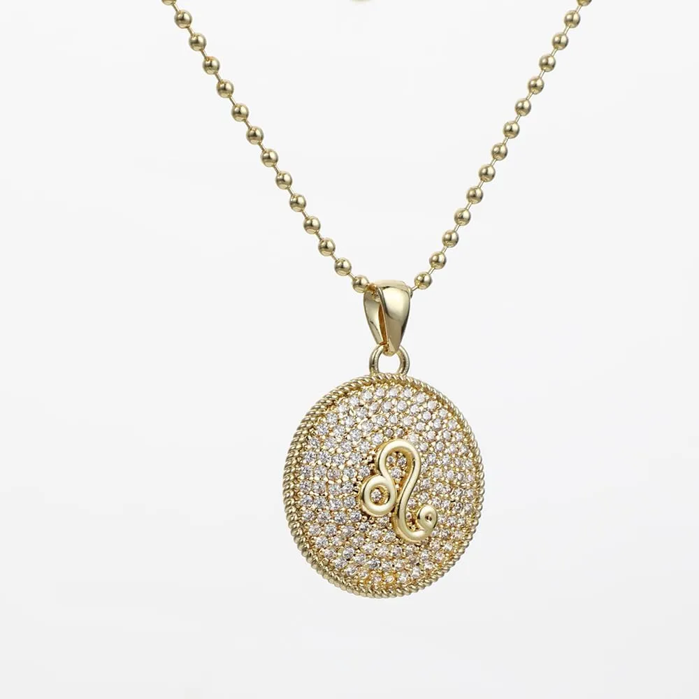 14K Gold Layered Necklace for Women | Zodiac Constellation Pendant | Paperclip, Snake & Ball Chain Necklace | Trendy Statement Jewelry 12 Constellation