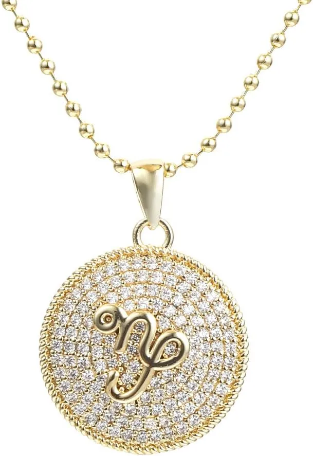 14K Gold Layered Necklace for Women | Zodiac Constellation Pendant | Paperclip, Snake & Ball Chain Necklace | Trendy Statement Jewelry 12 Constellation