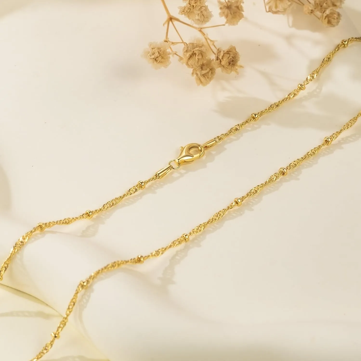 14K Gold Necklaces for Women Mens Necklace for Men 14K Gold Chain for Men Rope Chain Necklace for Women Beaded Necklaces for Mens Striking 16-26IN