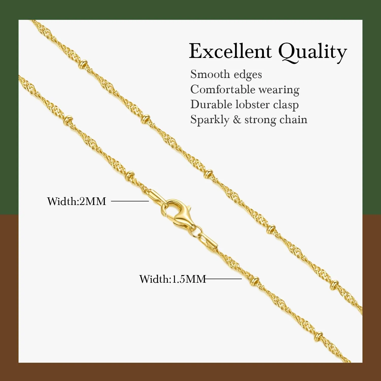 14K Gold Necklaces for Women Mens Necklace for Men 14K Gold Chain for Men Rope Chain Necklace for Women Beaded Necklaces for Mens Striking 16-26IN
