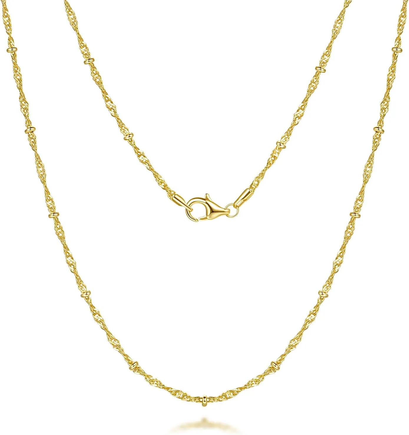 14K Gold Necklaces for Women Mens Necklace for Men 14K Gold Chain for Men Rope Chain Necklace for Women Beaded Necklaces for Mens Striking 16-26IN