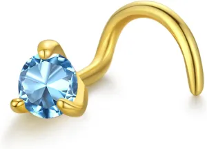 14K Gold Nose Ring Studs for Women Nose Ring Piercing Real Diamond Nose Stud Screw Nose Rings 20 Gauge Hypoallergenic Corkscrew Nose Rings Piercing Jewelry Gifts