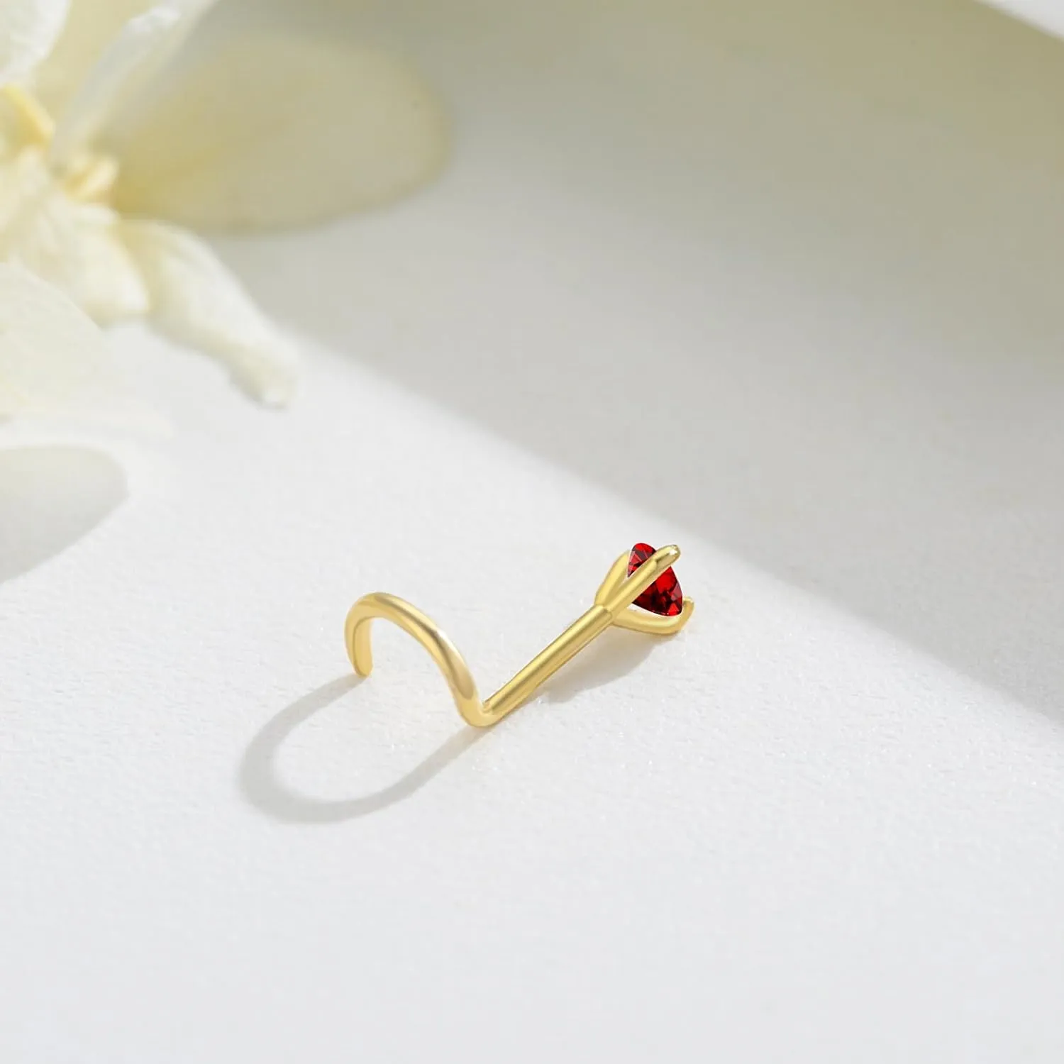 14K Gold Nose Ring Studs for Women Nose Ring Piercing Real Diamond Nose Stud Screw Nose Rings 20 Gauge Hypoallergenic Corkscrew Nose Rings Piercing Jewelry Gifts
