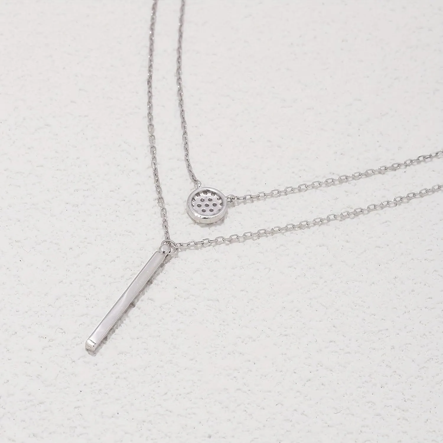 14K Gold Plated Layered Necklaces for Women 925 Sterling Silver Bar Charm Choker Double Circle Layered Y Clavicle Pendant Necklace Adjustable Chain Necklace Birthday Christmas Gifts for Her