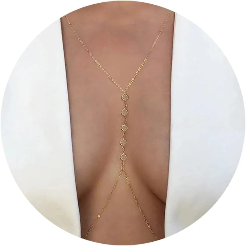 14K Gold Sexy Body Chains for Women, Layered Rhinestone Crossover Bikini Bra Body Jewelry, Summer Beach Crystal Belly Waist Chain