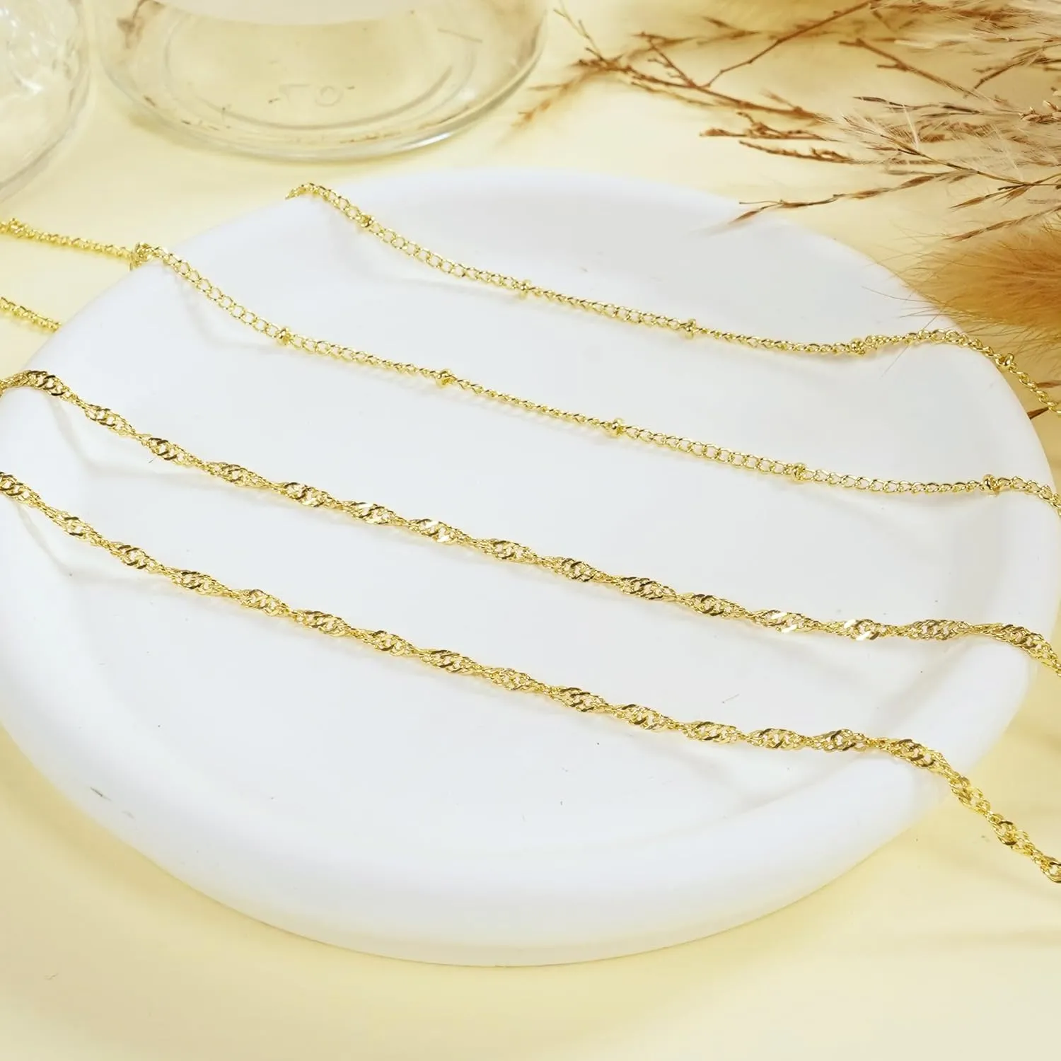14K Gold Waist Chain for Women, 2Pcs Adjustable Pearl Beads Body Chain, Sexy Layered Summer Beach Bikini Belly Jewelry Accessories