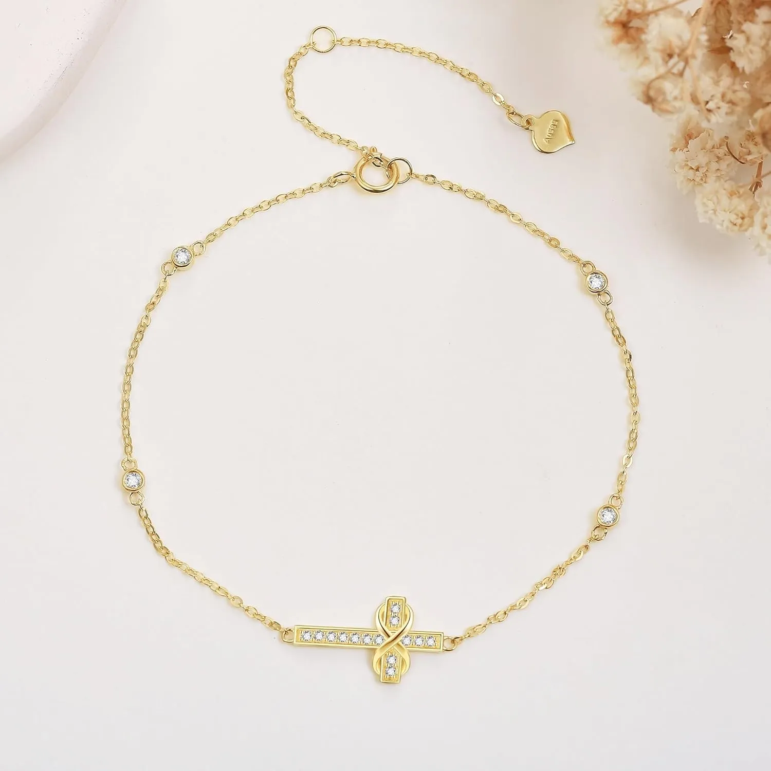 14k Solid Gold Dainty Bracelet14k Real Gold Delicate Gift For Women Christmas Birthday Valentine'S Day Gift