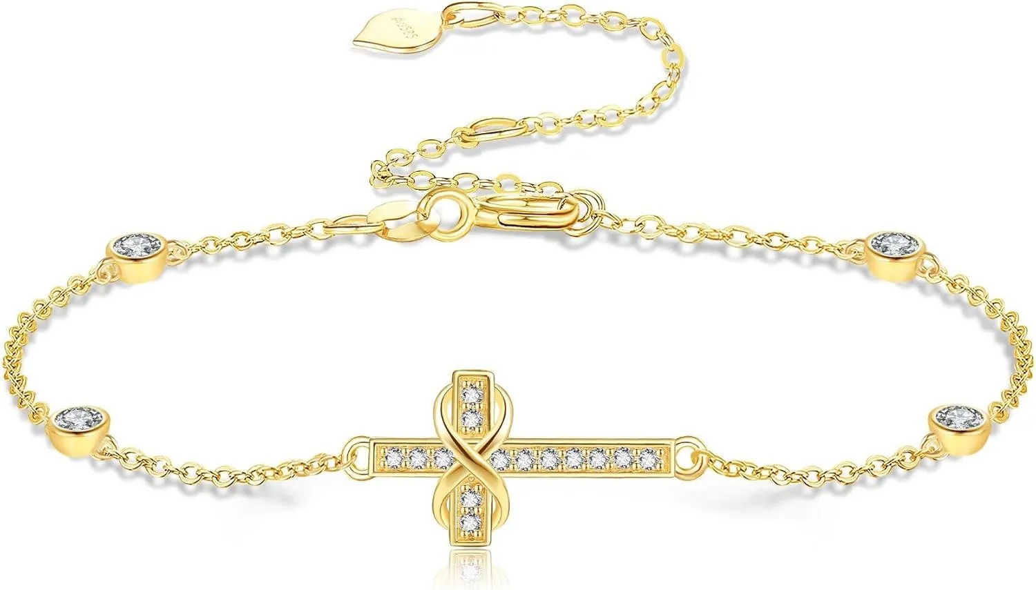 14k Solid Gold Dainty Bracelet14k Real Gold Delicate Gift For Women Christmas Birthday Valentine'S Day Gift