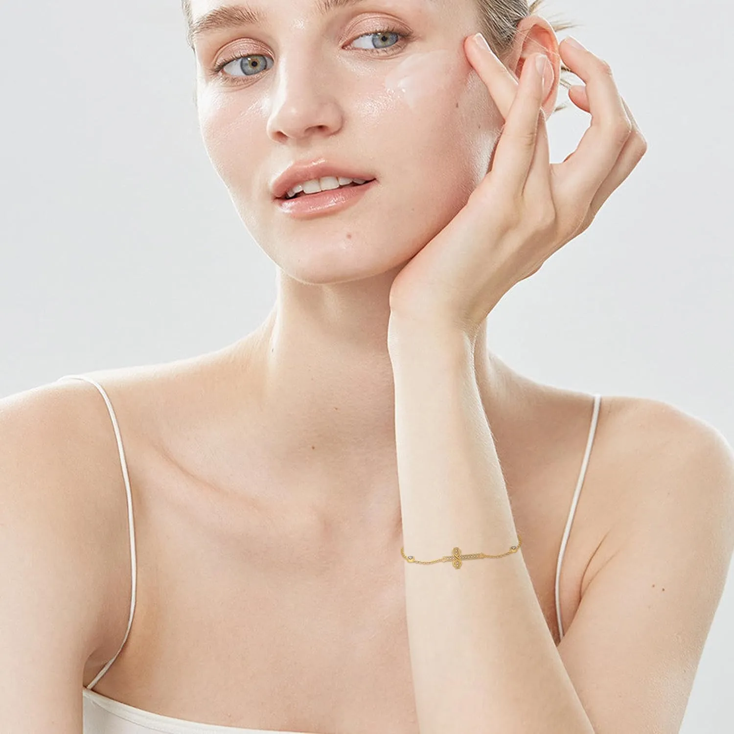 14k Solid Gold Dainty Bracelet14k Real Gold Delicate Gift For Women Christmas Birthday Valentine'S Day Gift