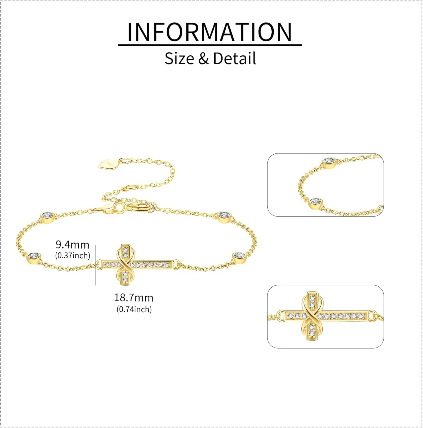 14k Solid Gold Dainty Bracelet14k Real Gold Delicate Gift For Women Christmas Birthday Valentine'S Day Gift