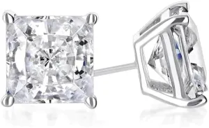 14k White Gold 1/4Ct Solitaire Princess Created White Diamond (G-H, I1) Stud Earrings