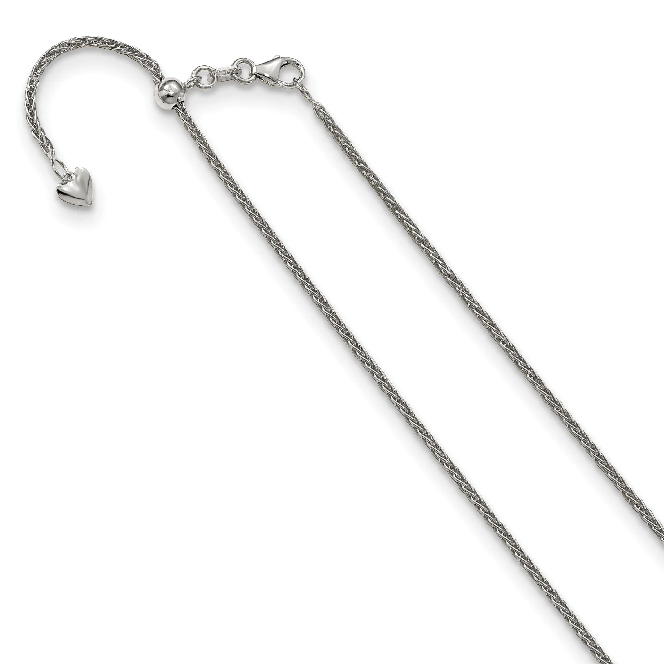 14K White Gold 1.5 mm Adjustable Wheat Chain