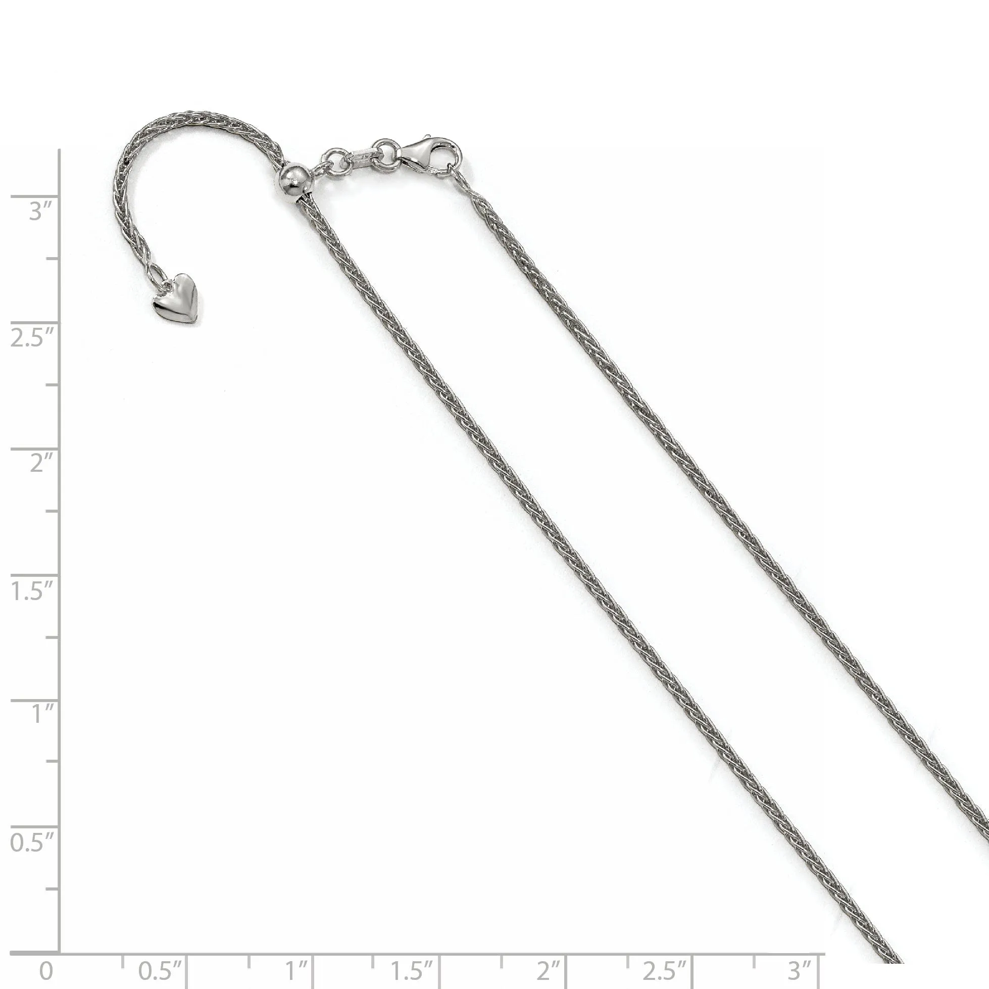 14K White Gold 1.5 mm Adjustable Wheat Chain