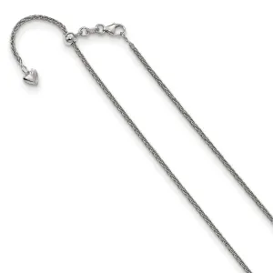 14K White Gold 1.5 mm Adjustable Wheat Chain