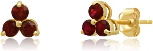 14k White or Yellow Gold Small Gemstone Trio Round Stud Earrings for Women with Push Backs and Birthstones by MAX   STONE