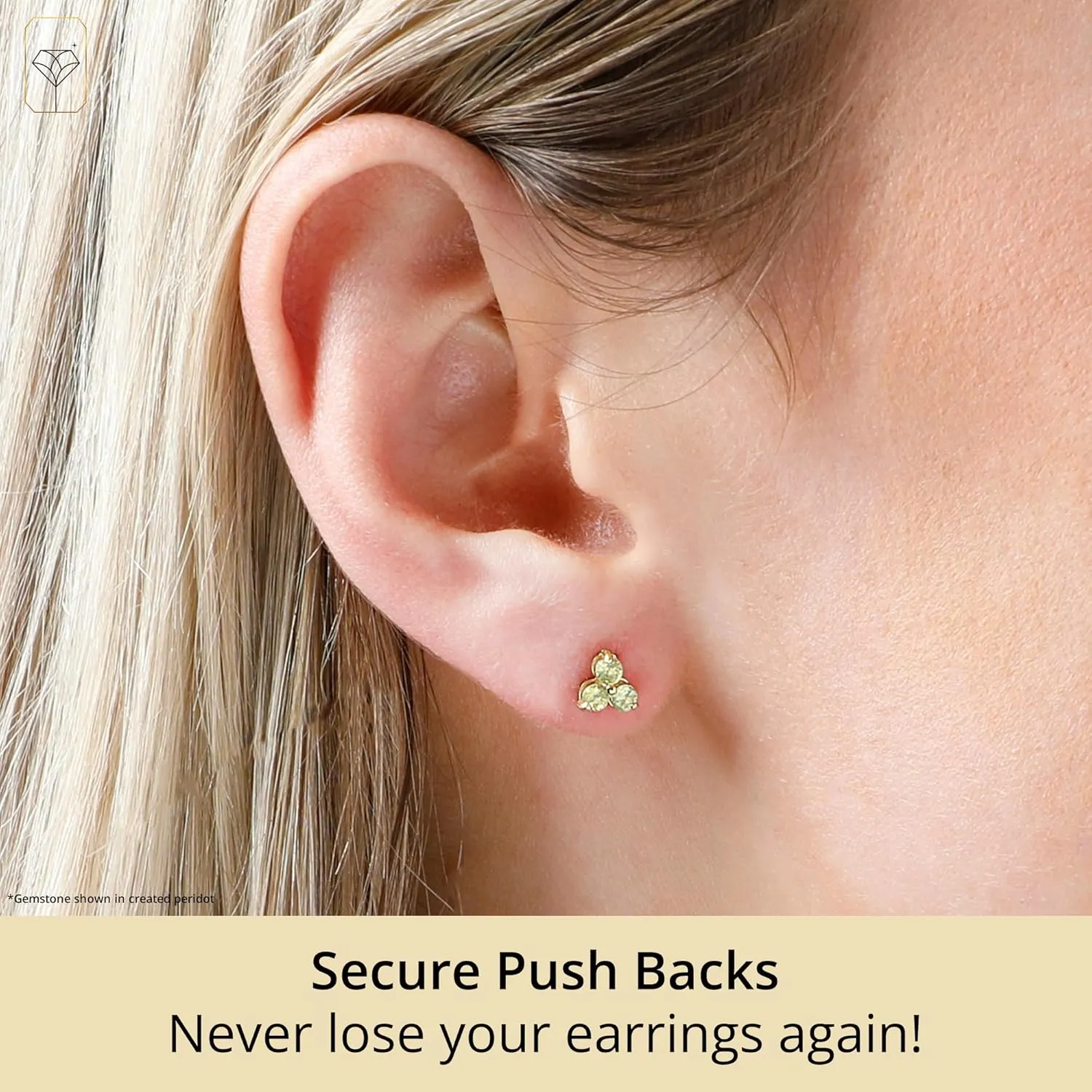 14k White or Yellow Gold Small Gemstone Trio Round Stud Earrings for Women with Push Backs and Birthstones by MAX   STONE