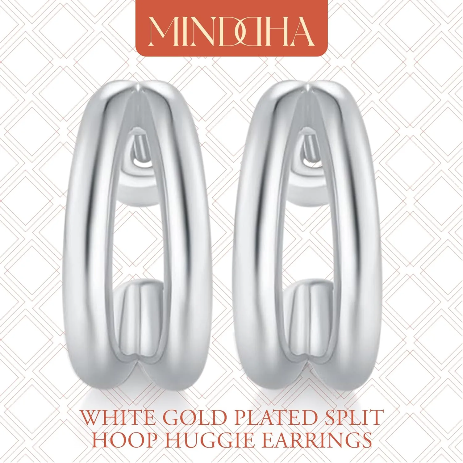 14K White/Yellow Gold Plated 925 Sterling Silver Post| Double Hoop Earrings for Women| Dainty Huggie Hoops| Split Hoop Earrings| Double Huggie| 15mm Diameter